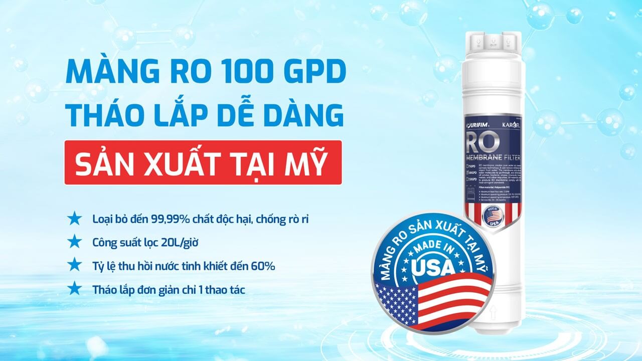 Karofi M85 được trang bị lõi RO Mỹ 100G