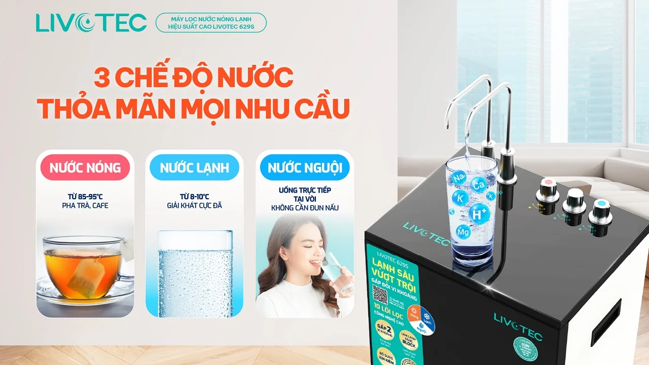 Ba chế độ nước Nóng - Lạnh - Tinh khiết tiện lợi