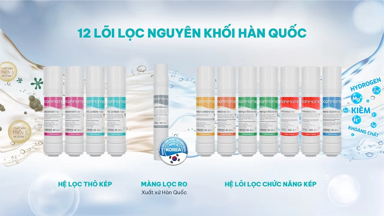 Hệ thống 12 lõi lọc mạnh mẽ - vua lõi lọc hiệu suất cao