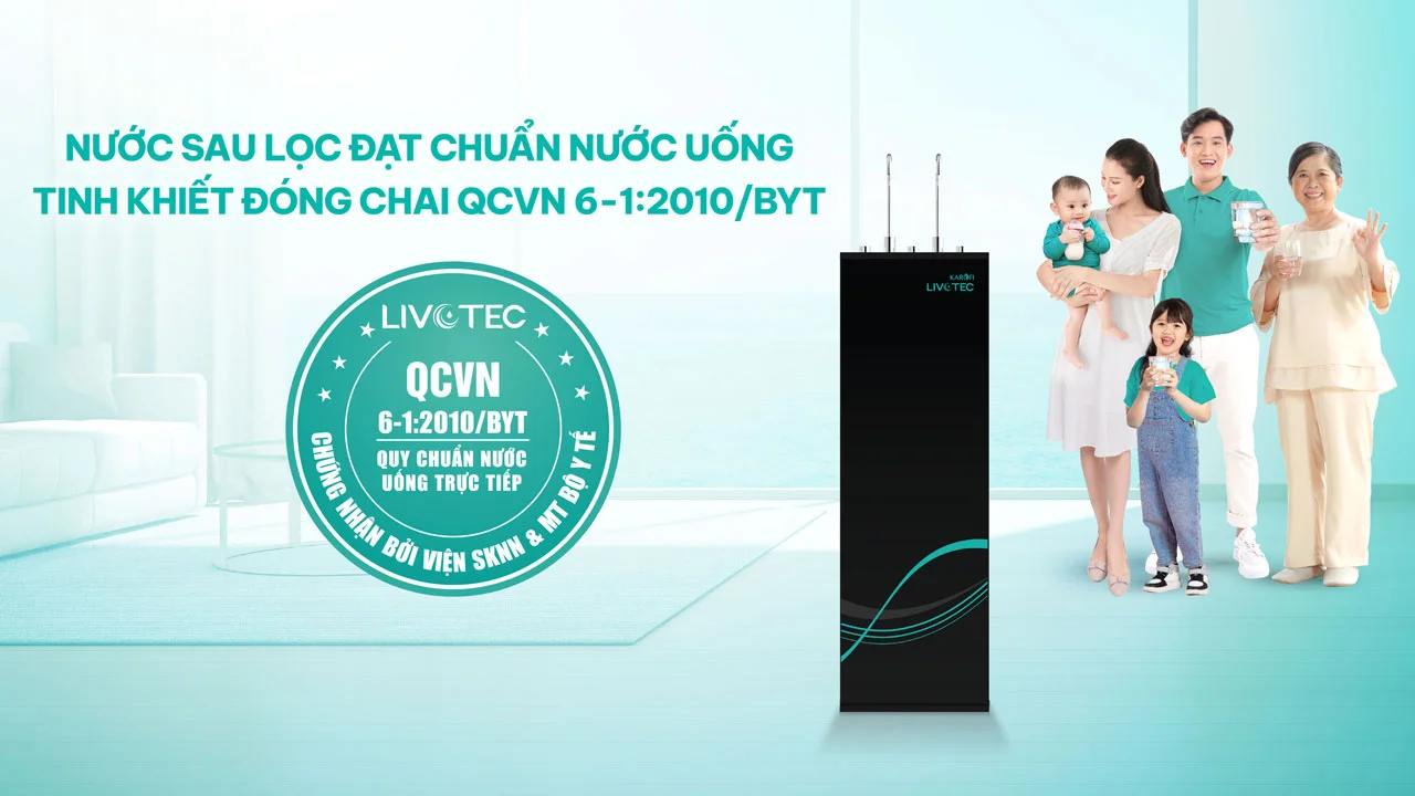 Nước sau khi lọc đạt tiêu chuẩn nước uống trực tiếp