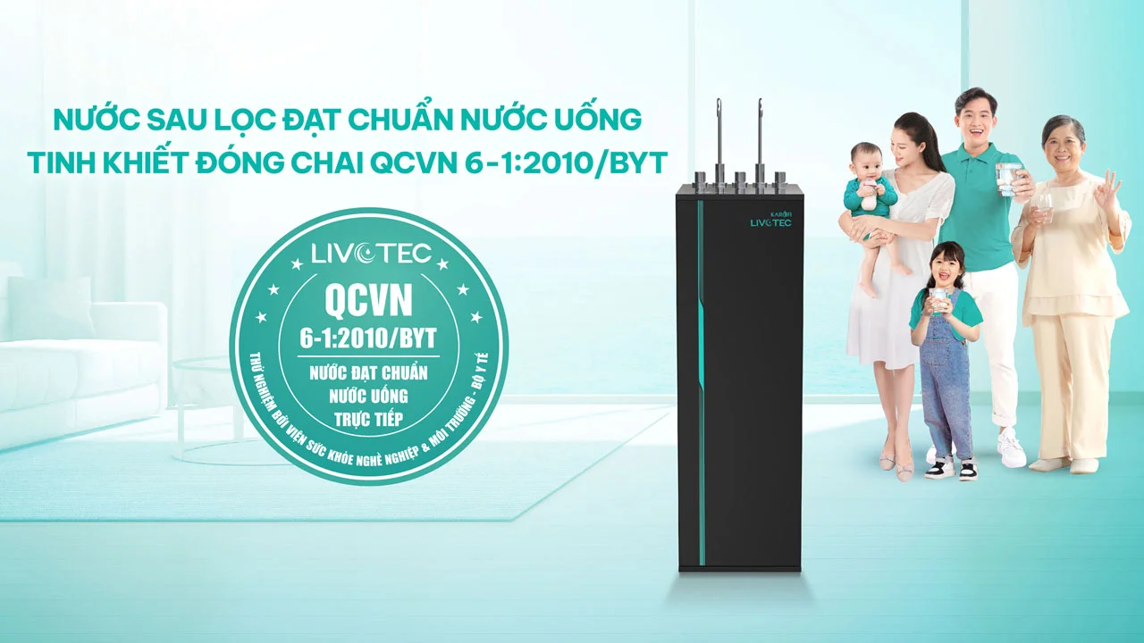 Nước sau khi lọc đạt tiêu chuẩn nước uống trực tiếp