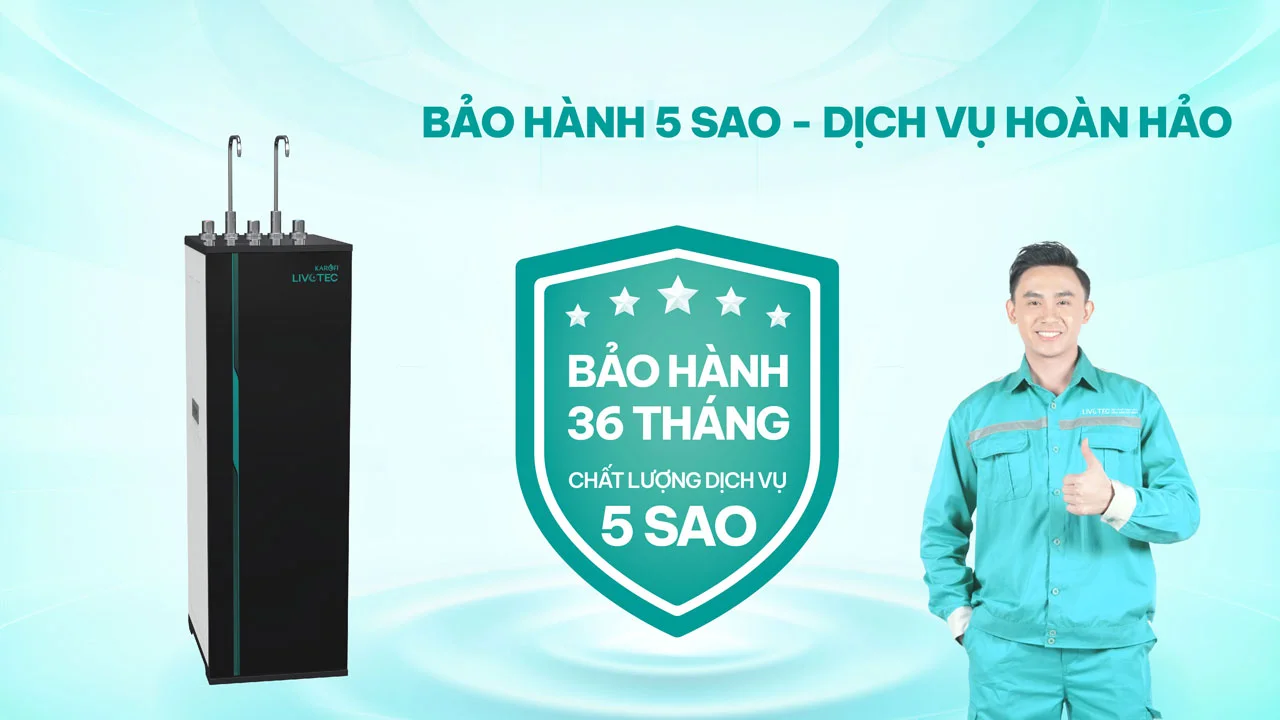 Máy lọc nước nóng lạnh Livotec 616 có chế độ bảo hành lên đến 36 tháng