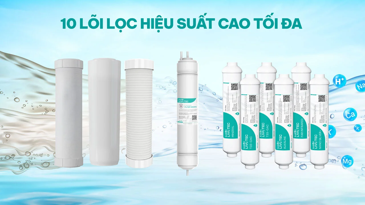 Hệ thống 10 lõi lọc mạnh mẽ