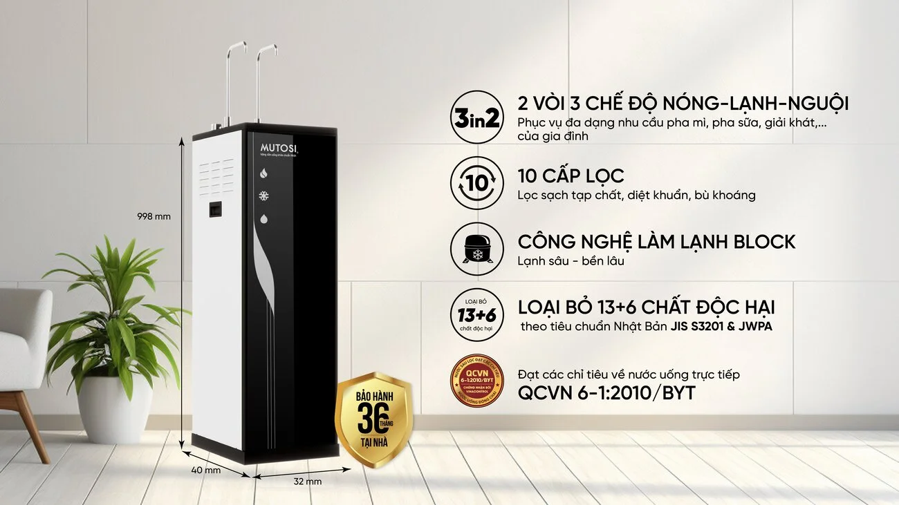 Tính năng nổi bật của máy lọc nước nóng lạnh Mutosi MP-S68HC 10 lõi