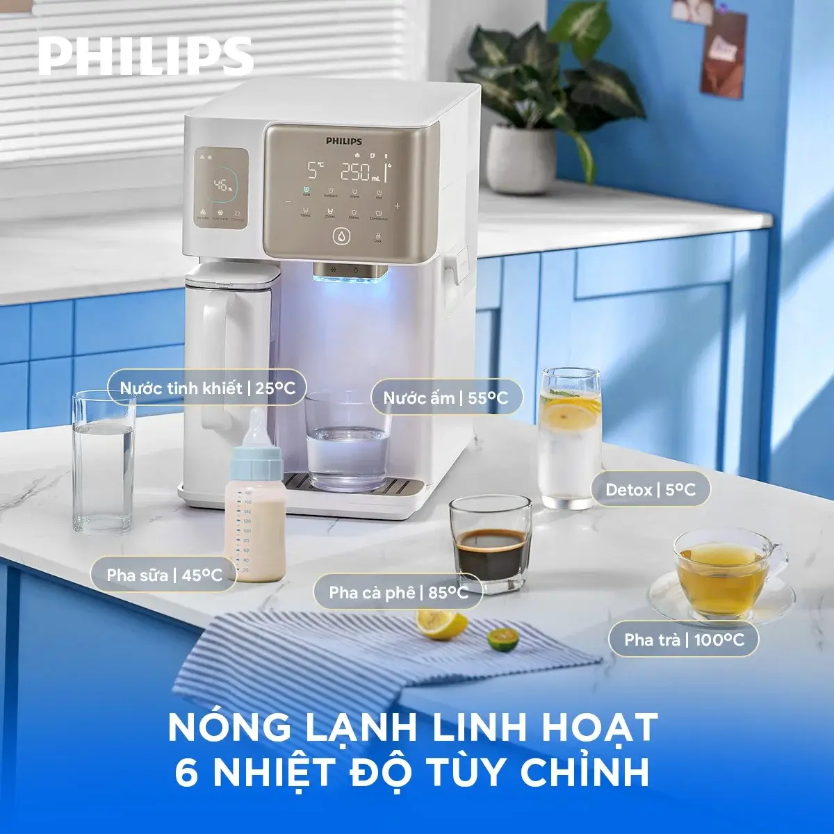 Ba chế độ Nóng - Lạnh - Làm đá viên tinh khiết tiện lợi