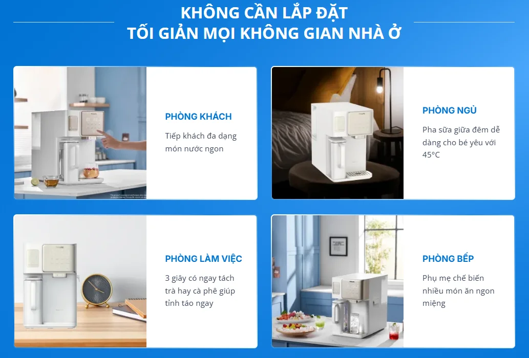 Không cần lắp đặt, cắm điện là sử dụng