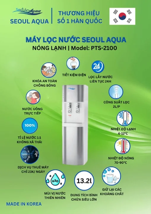 Tính năng nổi bật của máy lọc nước nóng lạnh chính hãng Seoul Aqua PTS-2100