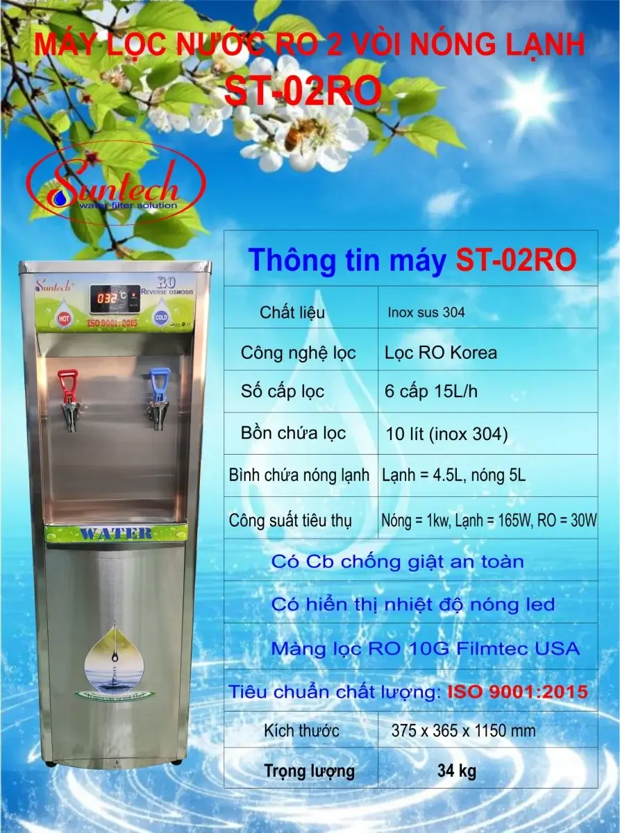 Tính năng nổi bật của máy lọc nước nóng lạnh Suntech ST-02RO