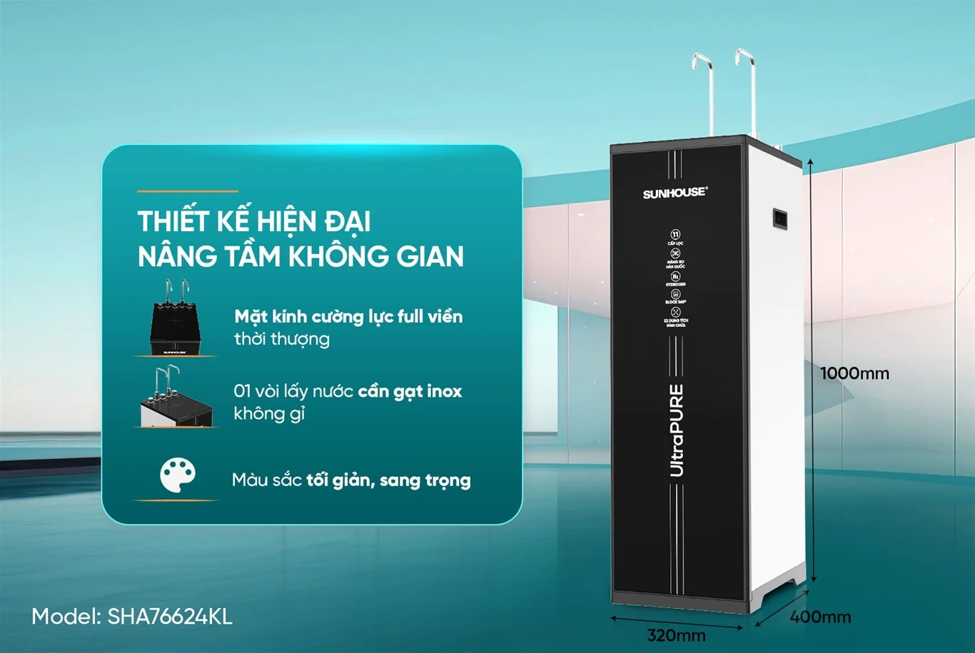 Sunhouse SHA76624KL với thiết kế slim nhỏ gọn hiện đại