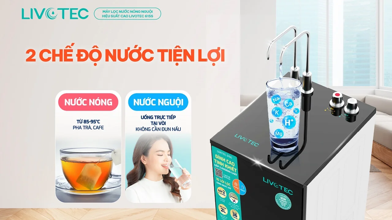 Hai chế độ nước Nóng - Tinh khiết tiện lợi