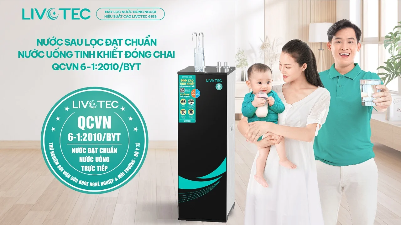 Nước sau khi lọc đạt tiêu chuẩn nước uống trực tiếp
