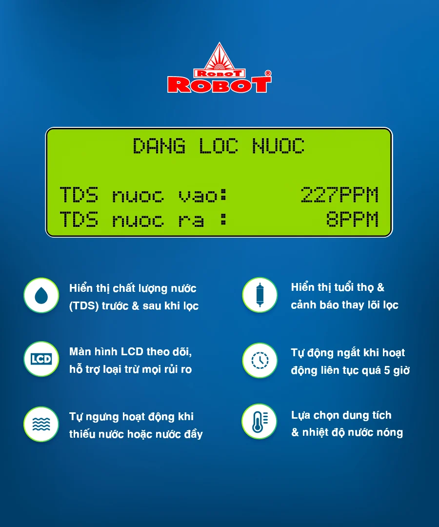 Các chức năng thông minh của RMC-LCD là công nghệ độc đáo, thiết kế độc quyền riêng của Robot