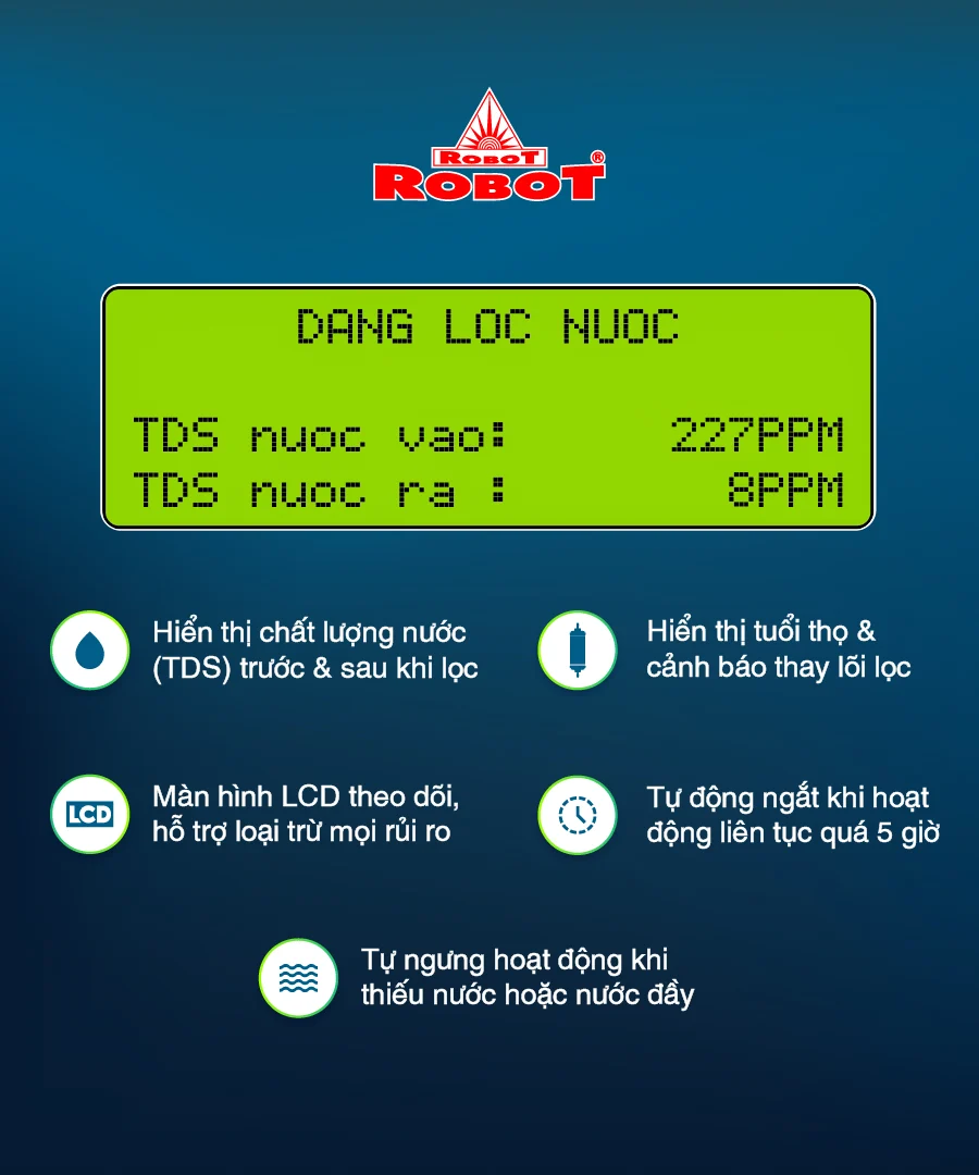 Các chức năng thông minh của RMC-LCD là công nghệ độc đáo, thiết kế độc quyền riêng của Robot