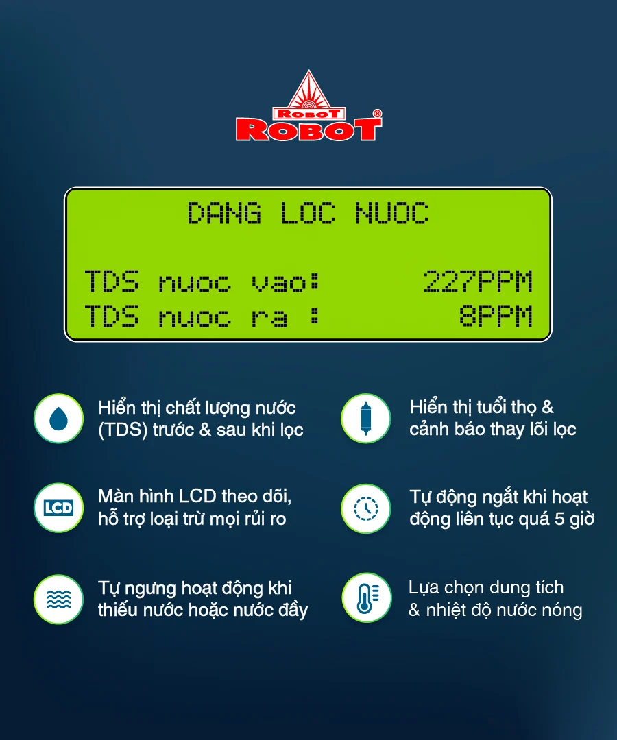 Các chức năng thông minh của RMC-LCD là công nghệ độc đáo, thiết kế độc quyền riêng của Robot