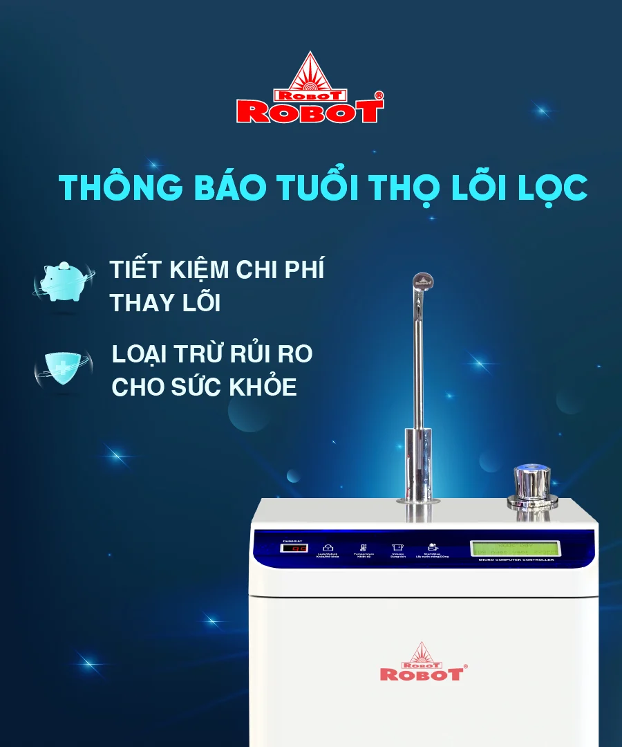 Màn hình thể hiện thời gian thay lõi, giúp người dùng thay lõi kịp thời