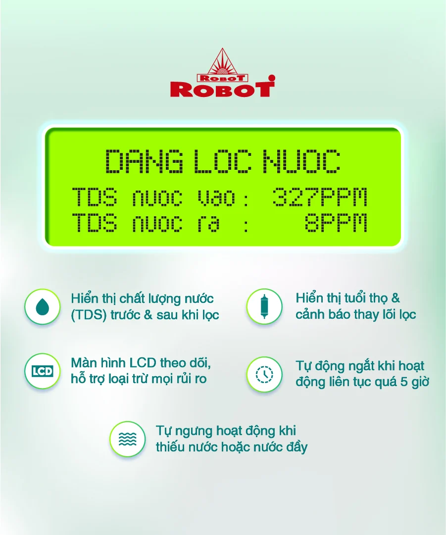 Các chức năng thông minh của RMC-LCD là công nghệ độc đáo, thiết kế độc quyền riêng của ROBOT