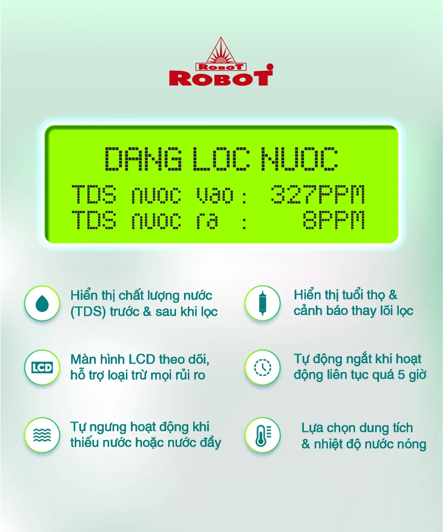 Các chức năng thông minh của RMC-LCD là công nghệ độc đáo, thiết kế độc quyền riêng của Robot