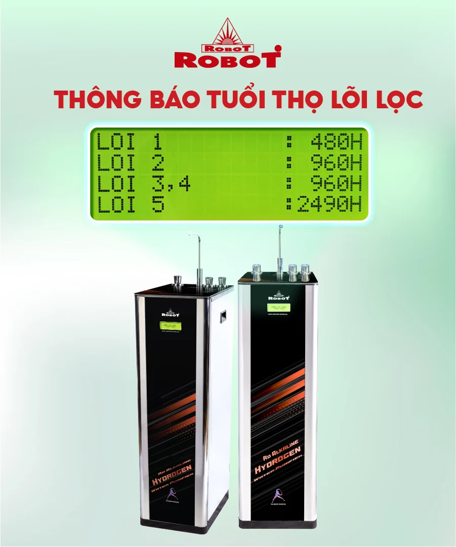 Màn hình thể hiện thời gian thay lõi, giúp người dùng thay lõi kịp thời