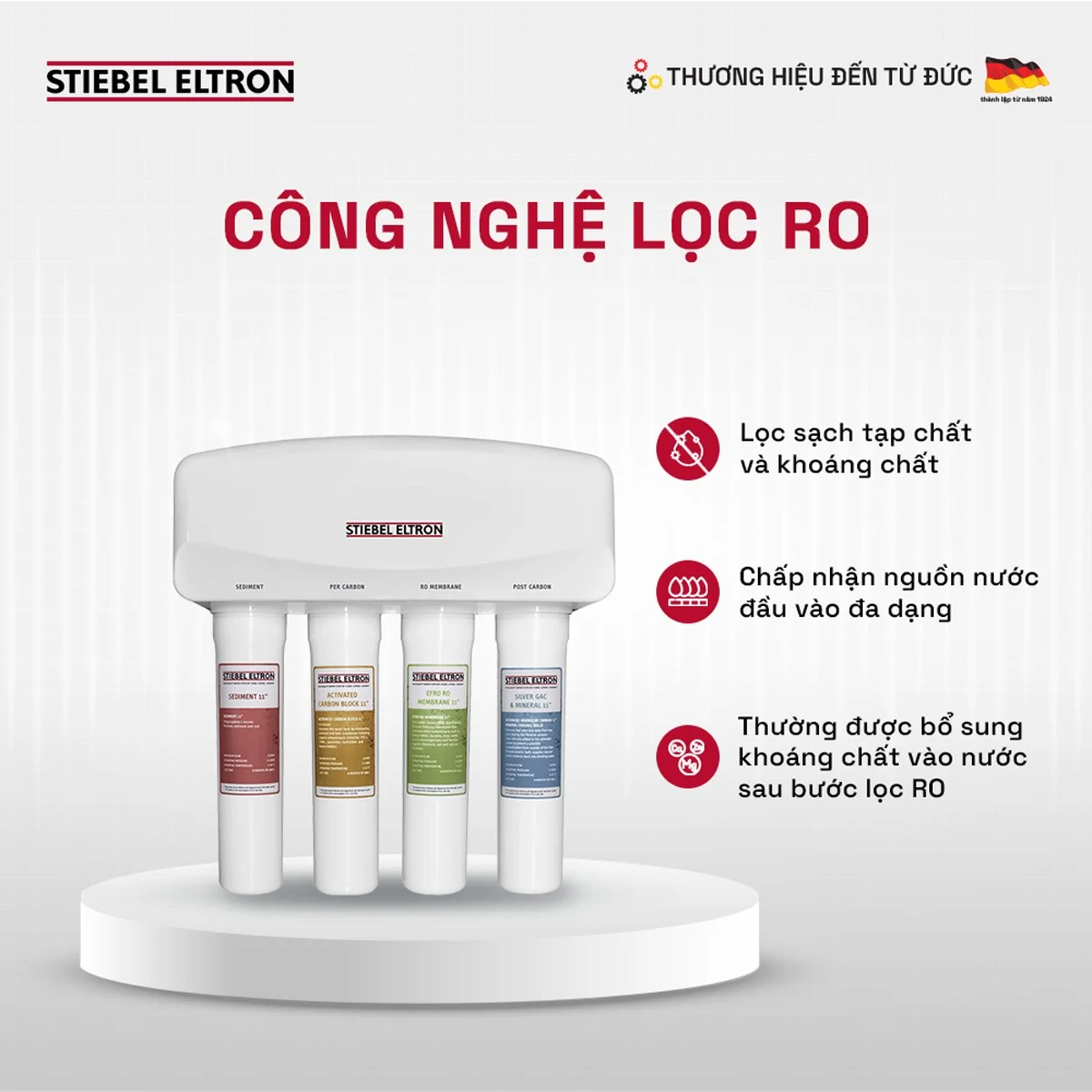 4 lõi lọc với 5 cấp lọc