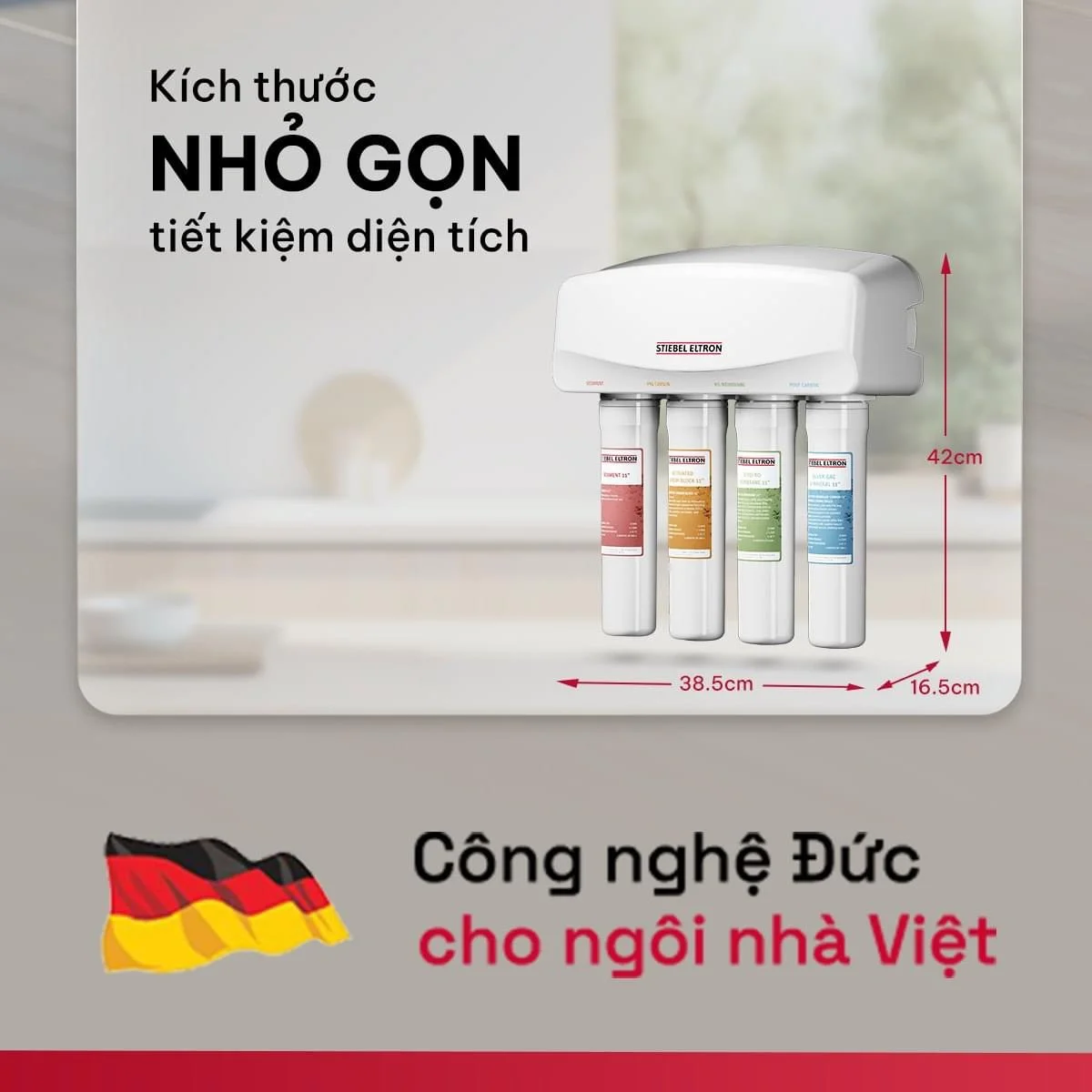 Kích thước nhỏ gọn dễ thay lõi lọc