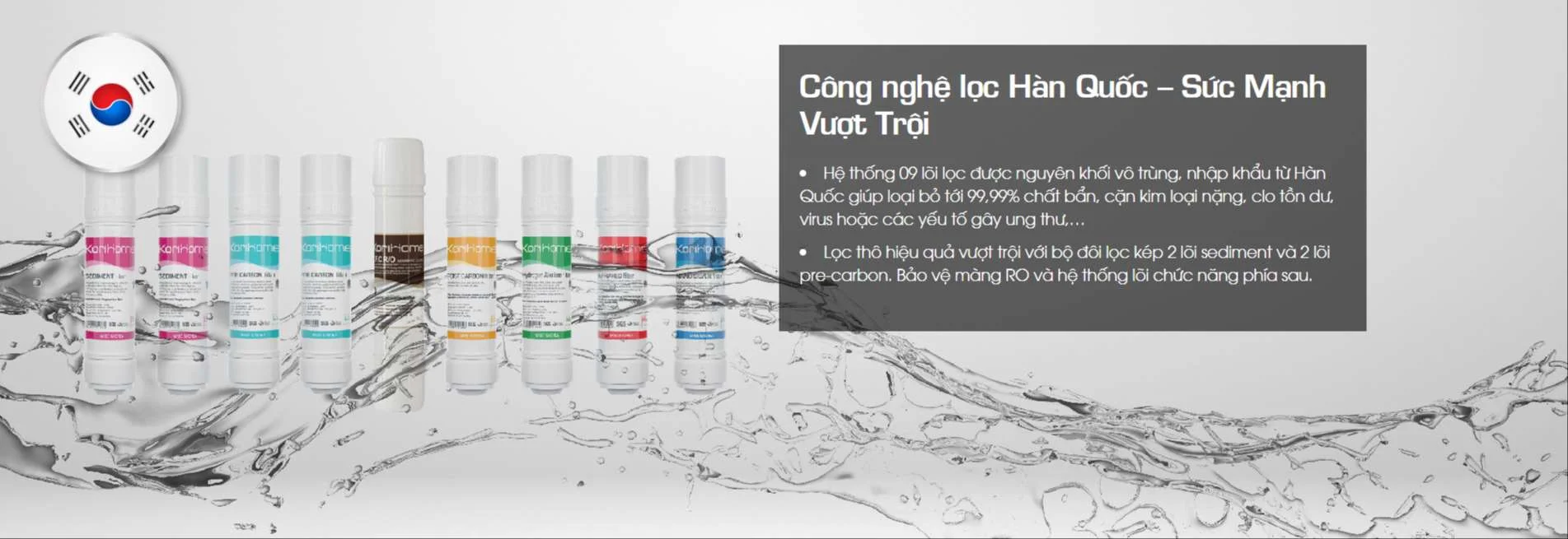 Hệ thống 9 lõi lọc mạnh mẽ