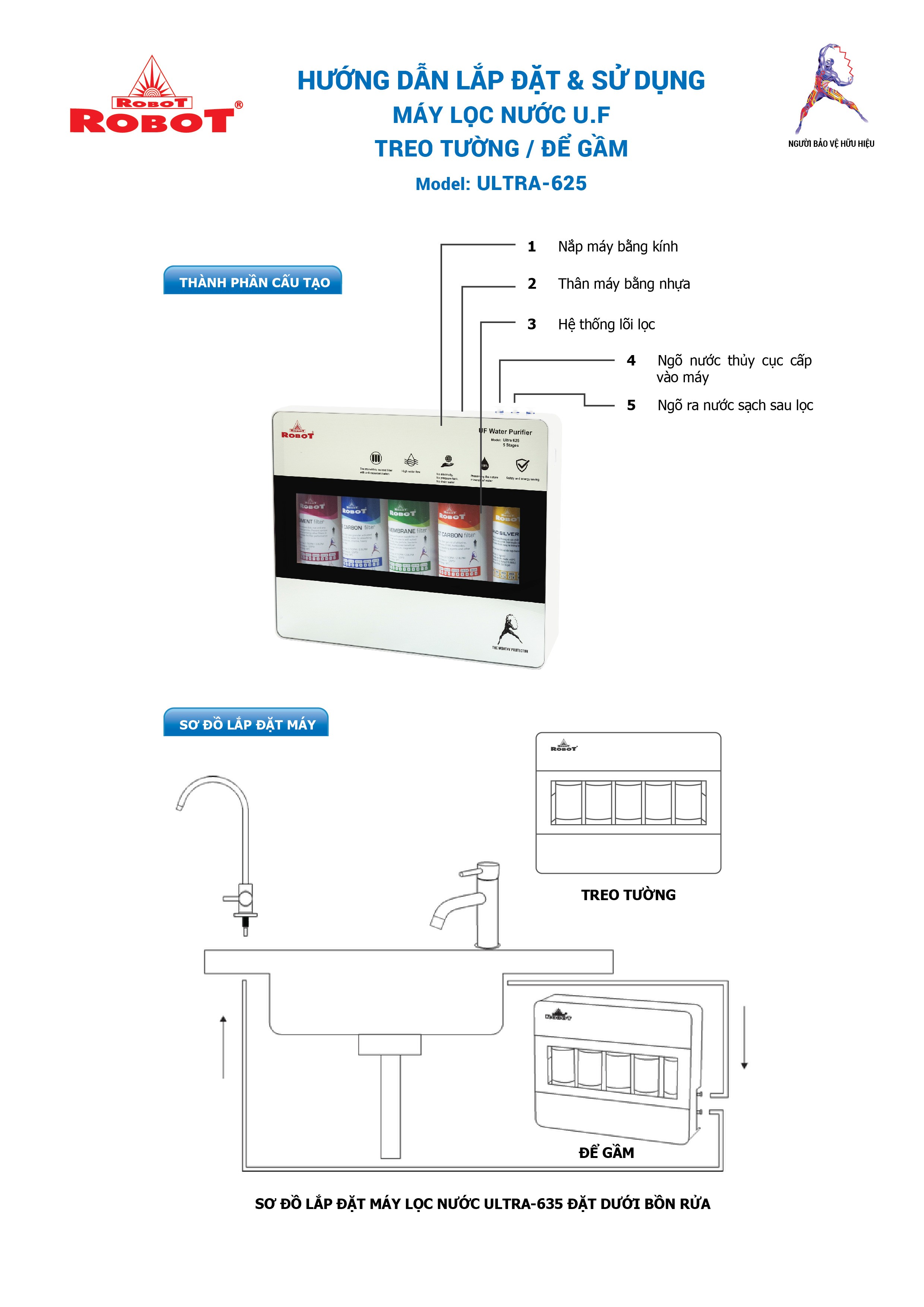 Dễ dàng lắp đặt với thiết kế nước đầu vào và sau lọc đơn giản