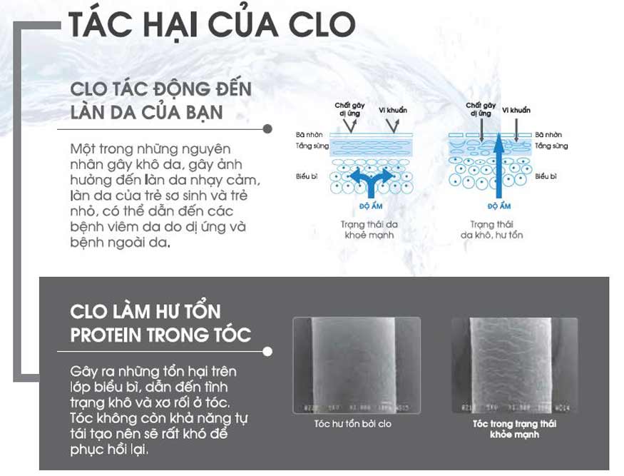 Tác hại của Clo trong nước