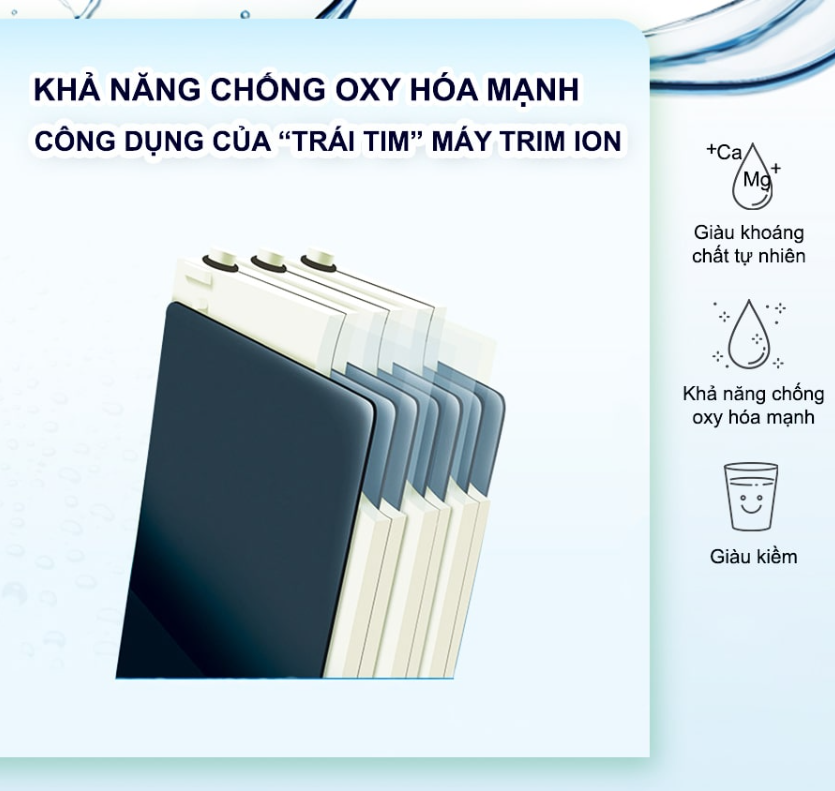 5 tấm điện cực tạo 7 chế độ nước bổ ích