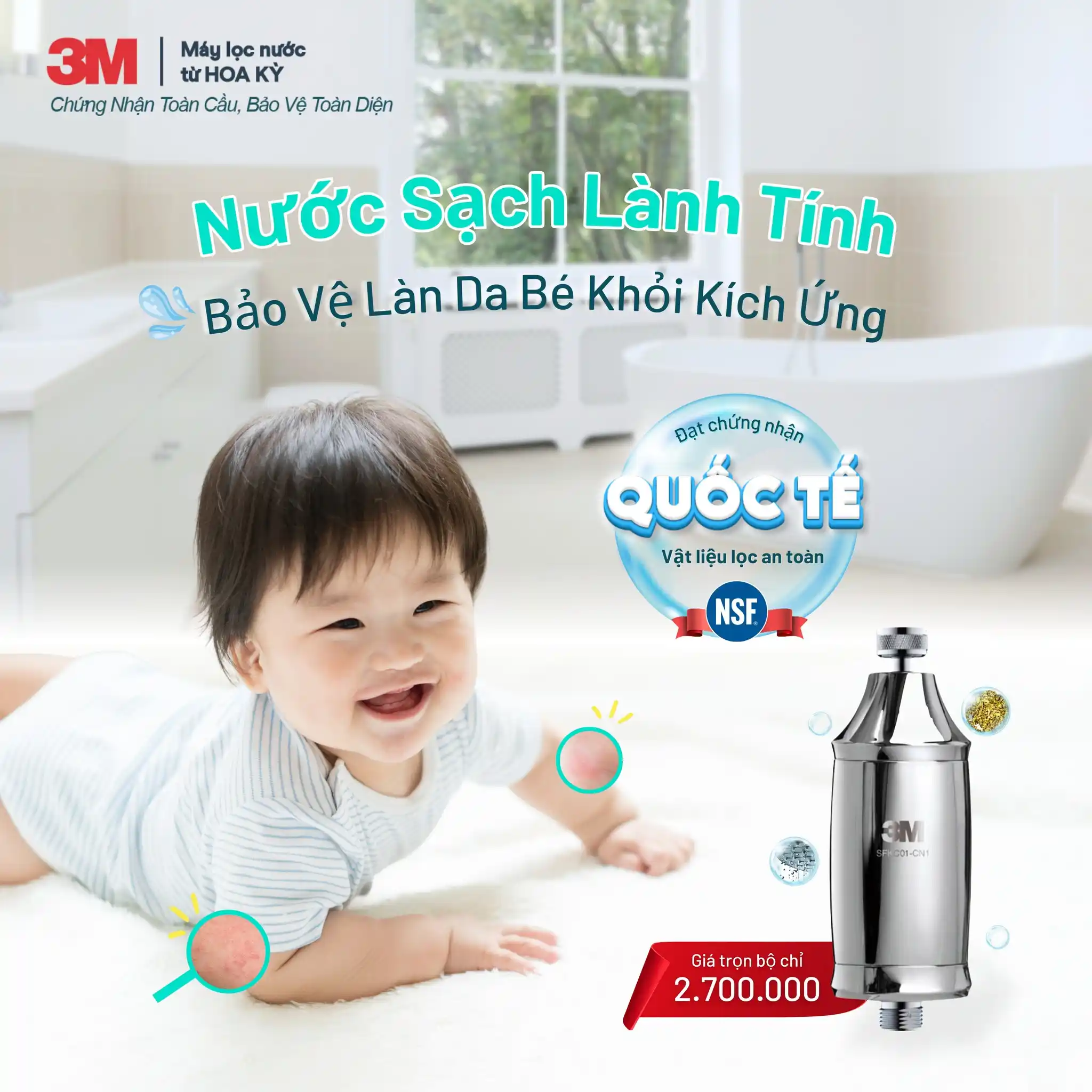 Tính năng nổi bật của thiết bị lọc sen tắm 3M™ Aqua-Pure™ SFKC01-CN1