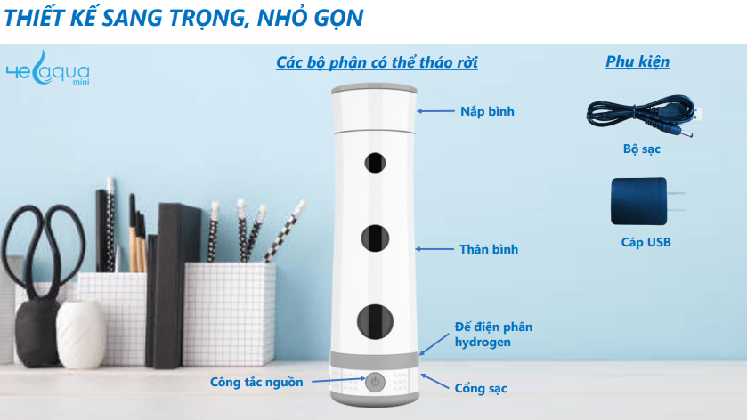 Thiết kế của máy điện phân tạo nước Hydrogen 4E AQUA MINI