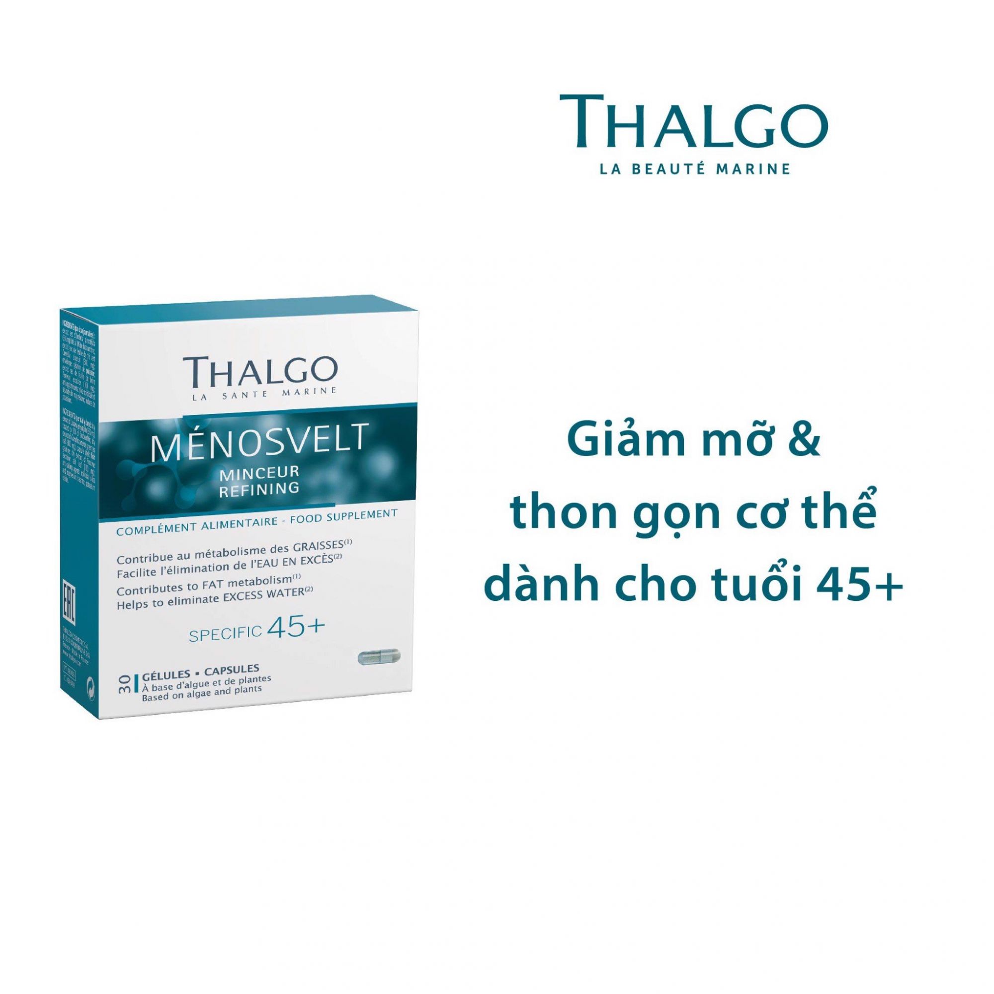 Viên uống hỗ trợ giảm mỡ và thon gọn cơ thể cho tuổi 45+ Thalgo Ménosvelt