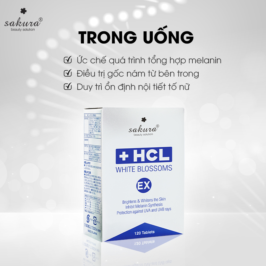 VIÊN UỐNG GIẢM NÁM CHUYÊN SÂU SAKURA HCL WHITE BLOSSOMS EX