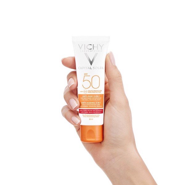 Kem chống nắng ngăn ngừa lão hóa da Vichy Capital Soleil Anti-Ageing 3-In-1 SPF 50