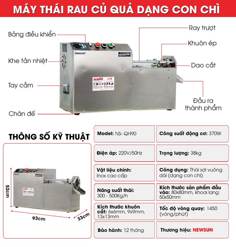 Máy thái rau củ quả dạng con chì NS-QH90