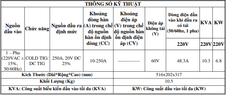 Máy hàn điện tử TIG 250CPRO