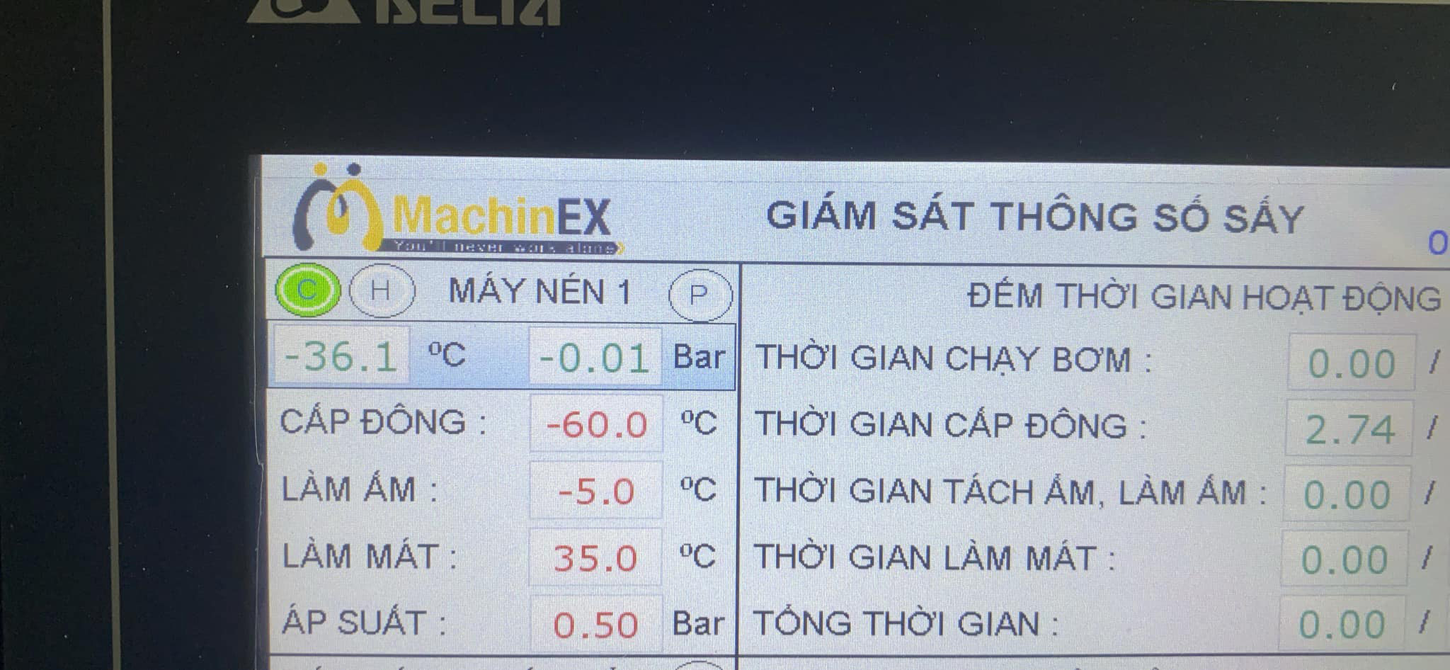 bảng điều khiển máy sấy thăng hoa
