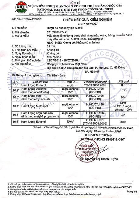 Rượu khi chạy qua máy lọc rượu Machinex Việt Nam