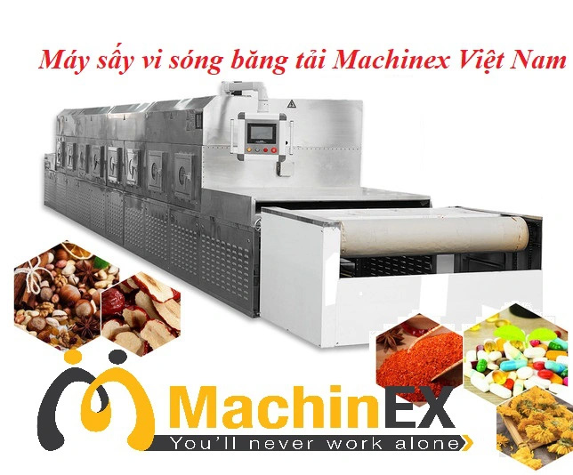 máy sấy vi sóng băng tải công nghiệp machinex