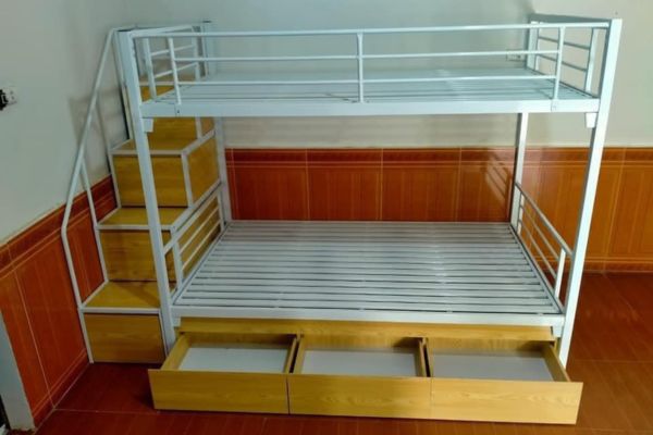 Giường sắt hộp được thiết kế có ngăn kéo tiện lợi