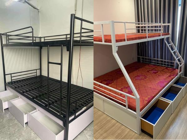 Giường sắt hộp có tủ chứa đồ thông minh