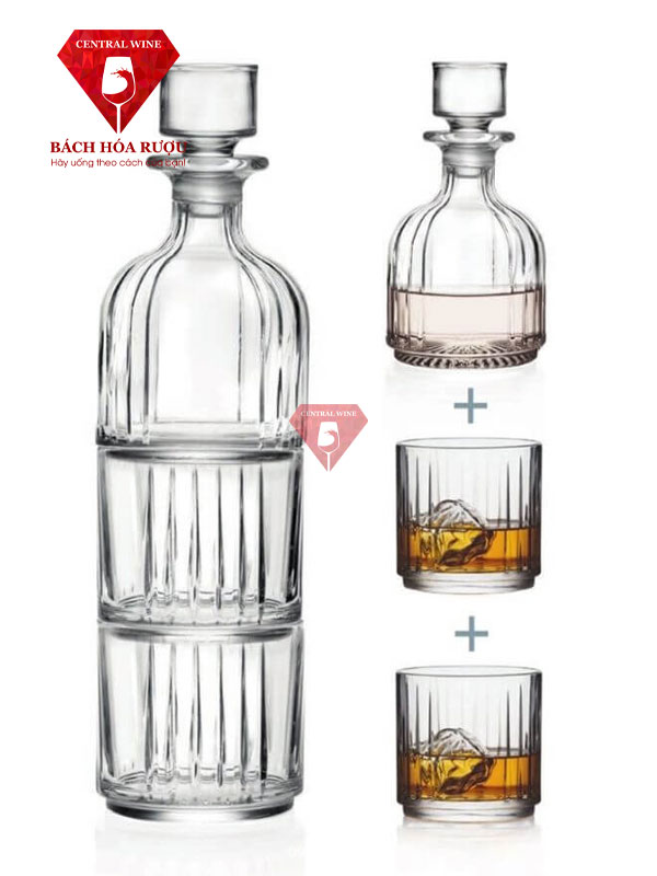 Bộ dụng cụ bình ly decanter Whisky Combo RCR