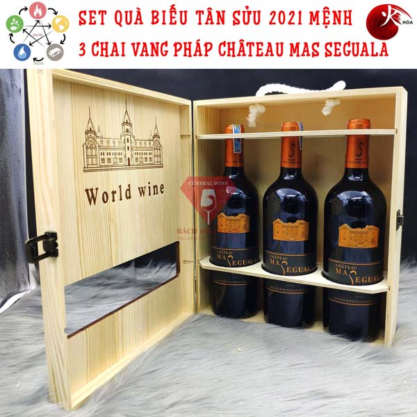 set rượu phong thủy mệnh hỏa Chateau Mas Seguala