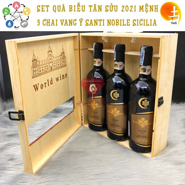 set rượu phong thủy mệnh thổ santi nobile