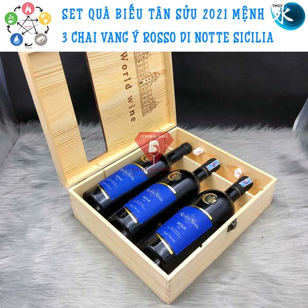 set rượu phong thủy mệnh thủy rosso di notte