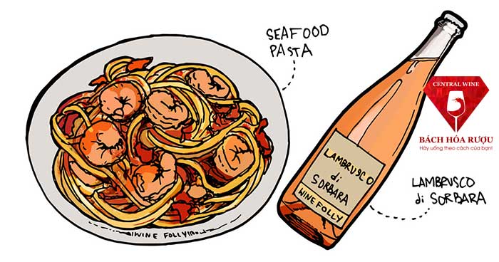 Kết hợp chặt chẽ cà chua và hải sản với rượu thành một màu hồng tuyệt hảo!