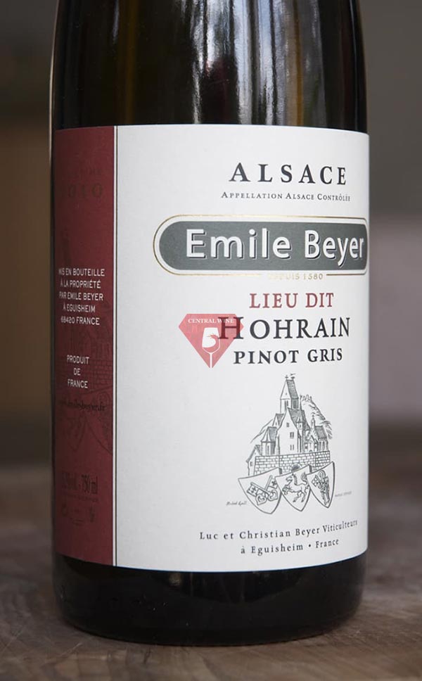 Nhãn một chai vang vùng Alsace - Pháp