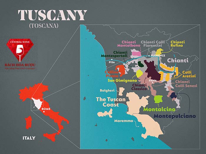 Tuscany Wine Map