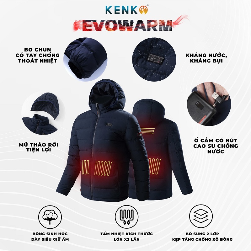 Áo sưởi ấm Kenko sử dụng công nghệ nhiệt hoàn toàn mới