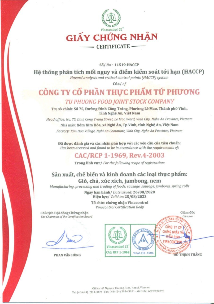 Giấy chứng nhận phân tích mỗi nguy hại