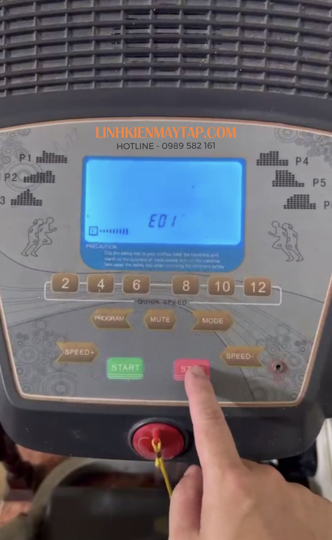 sửa máy chạy bộ lỗi e1